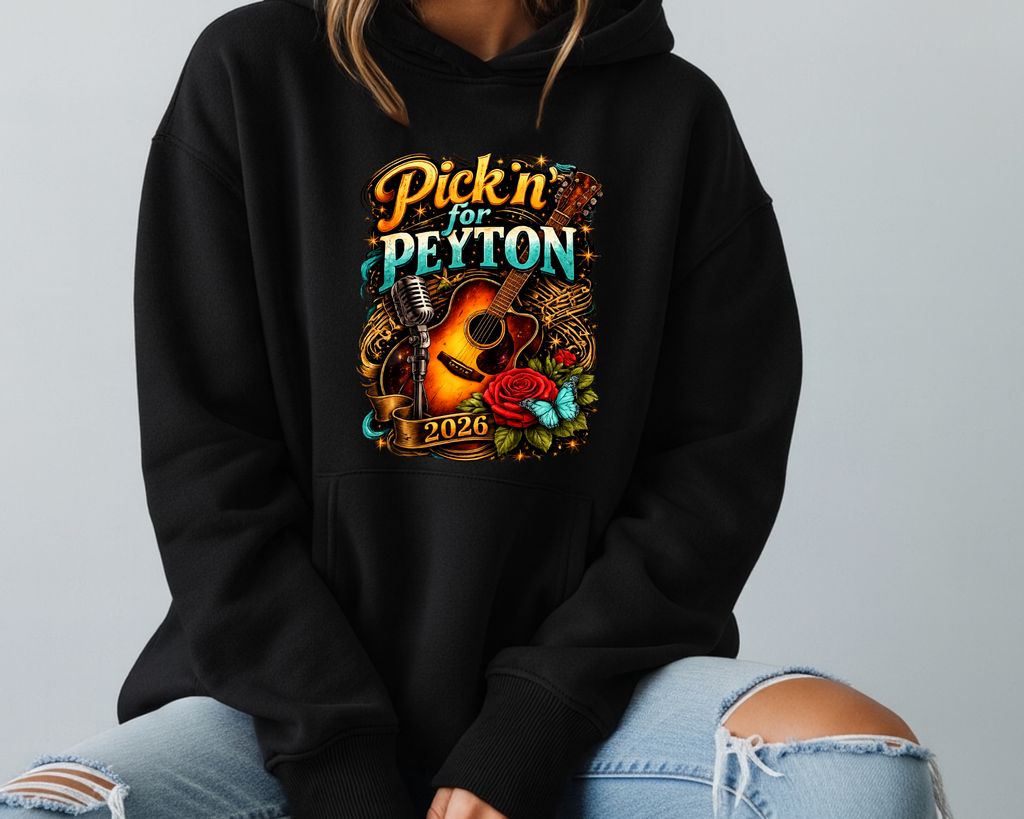 Pickin’ for Peyton 2026 Gildan Hoodie | Fundraiser Hooded Sweatshirt for Peyton Allison Scholarship Fund