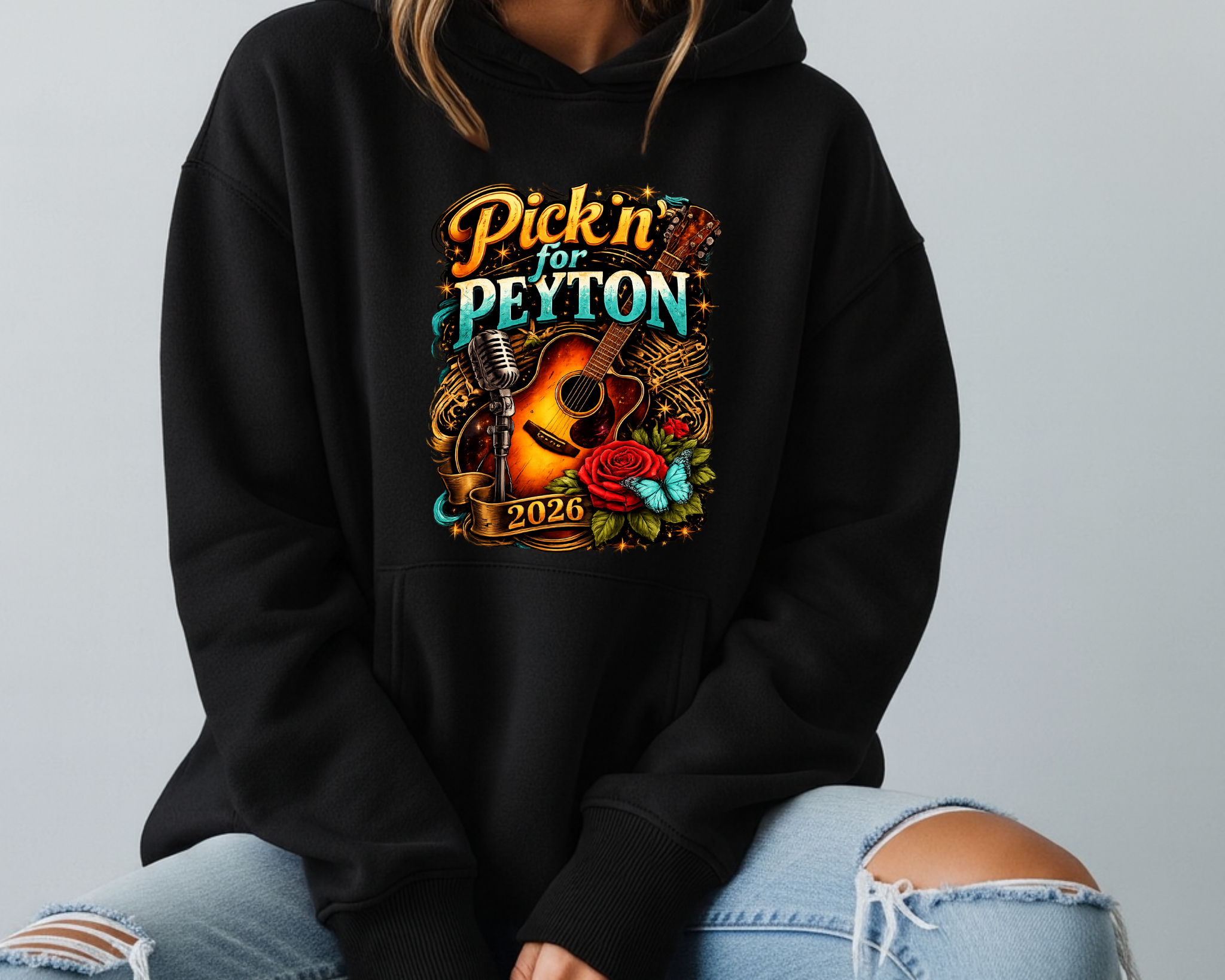 Pickin’ for Peyton 2026 Gildan Hoodie | Fundraiser Hooded Sweatshirt for Peyton Allison Scholarship Fund