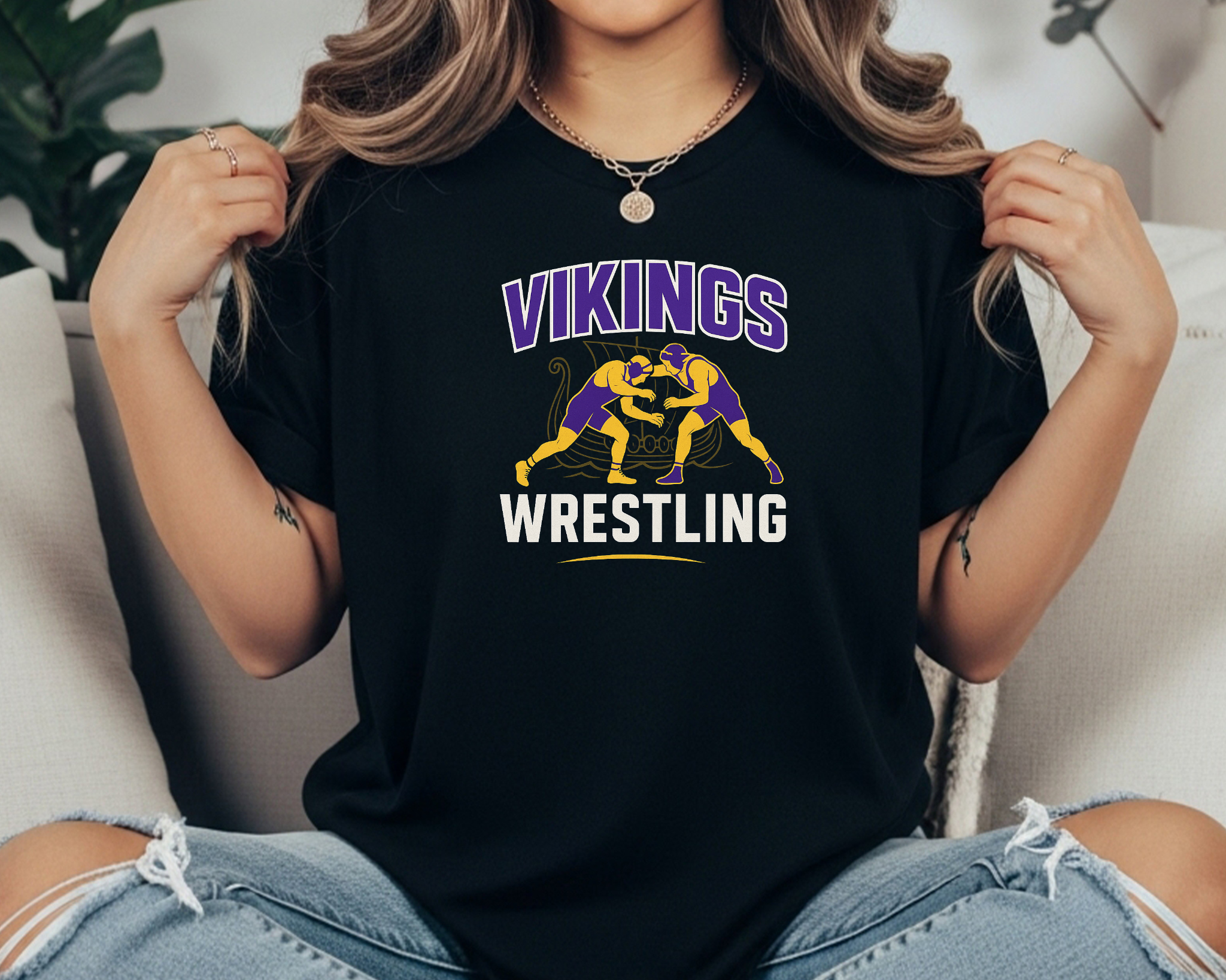 Vikings Wrestling Comfort Colors Tee | Purple & Gold Grapplers