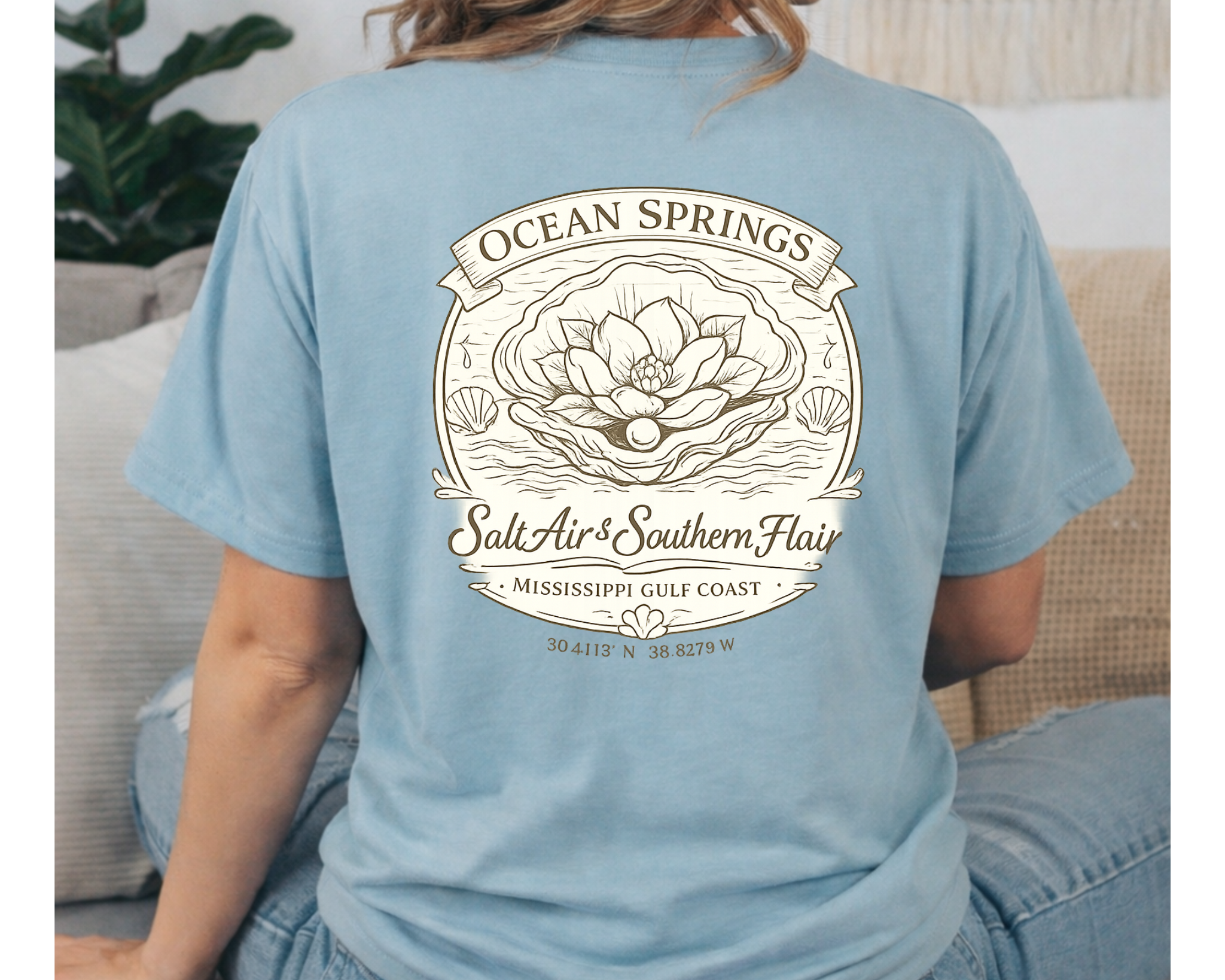 Ocean Springs Mississippi Comfort Colors Tee – Coastal Gulf Coast Graphic Shirt – Salt Air Southern Flair T-Shirt