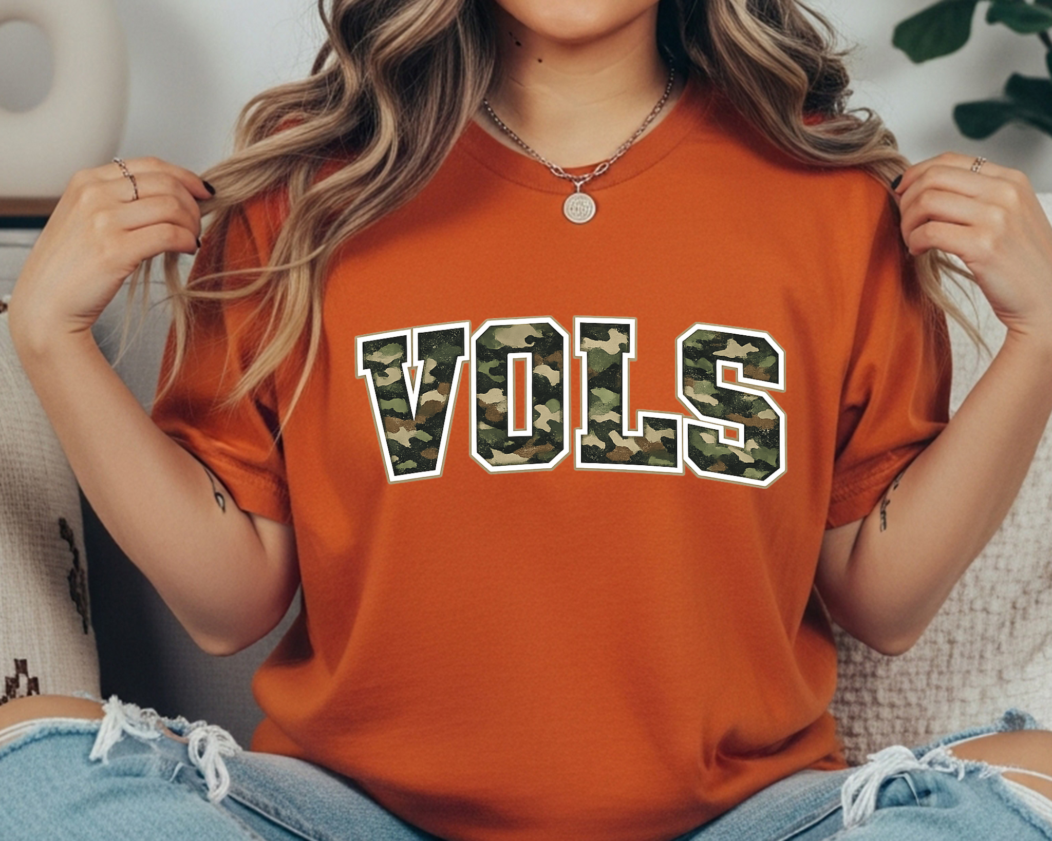 Camo VOLS  Comfort Colors Tee | Tennessee Orange Game Day Shirt | Boutique Graphic Tee