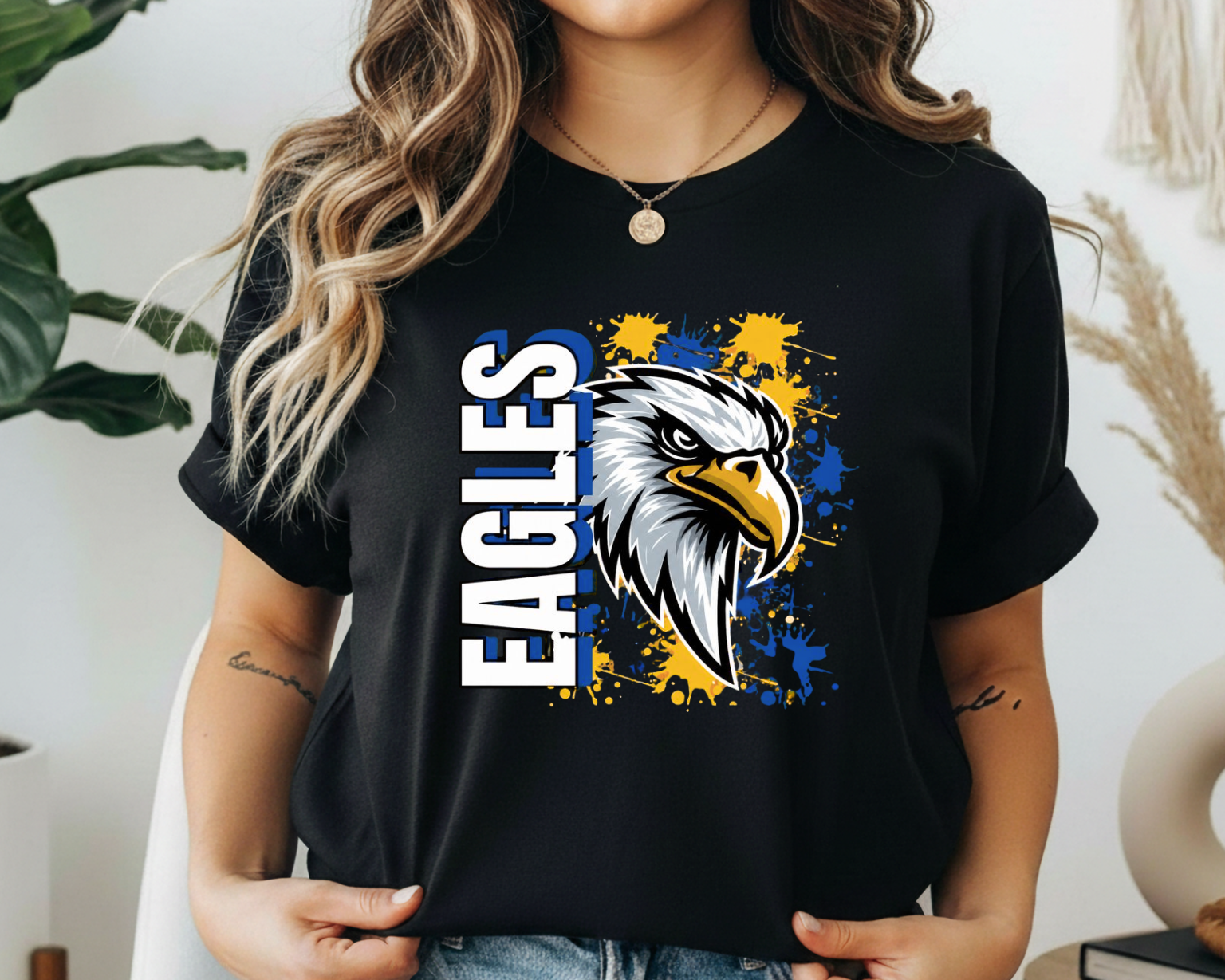 Eagles Spirit T-Shirt | Black Eagles Mascot Shirt | Eagles Cheer Fundraiser Tee