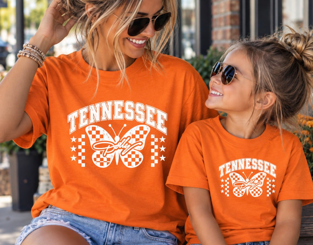 Tennessee Dolly Butterfly Graphic Tee - Matching Adult & Youth Game Day Shirt - Gildan Unisex Fit Tee
