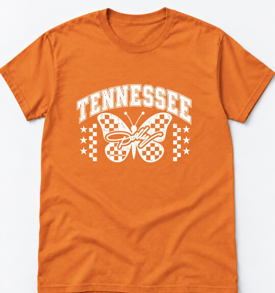 Tennessee Dolly Butterfly Graphic Tee - Matching Adult & Youth Game Day Shirt - Gildan Unisex Fit Tee