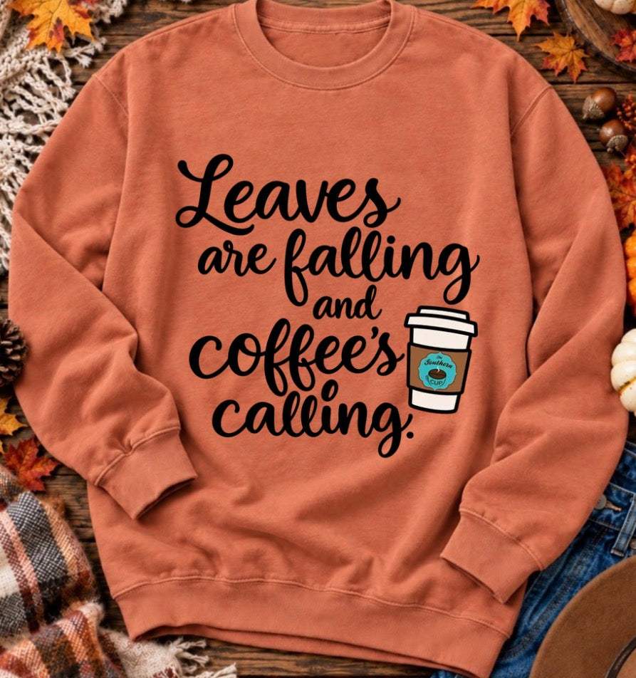 Leaves Are Falling & Coffee’s Calling Southern Cup Crewneck Sweatshirt | Comfort Colors