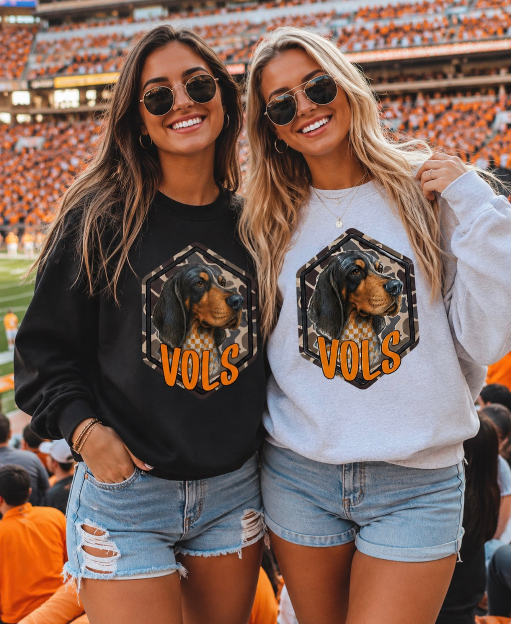 Smokey VOLS Camo Graphic Sweatshirt - Tennessee Game Day Crewneck - Gildan Unisex Fit Boutique Football Sweatshirt