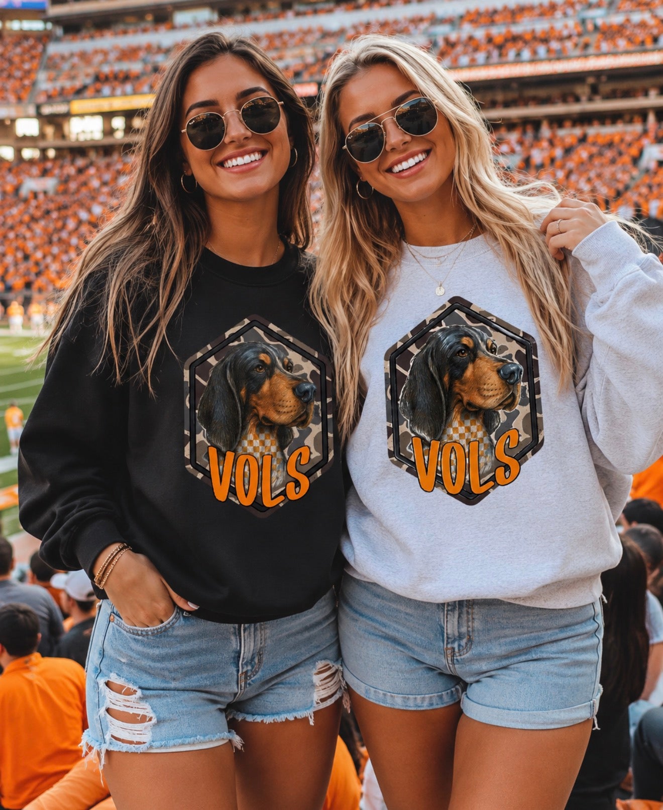 Smokey VOLS Camo Graphic Sweatshirt - Tennessee Game Day Crewneck - Gildan Unisex Fit Boutique Football Sweatshirt