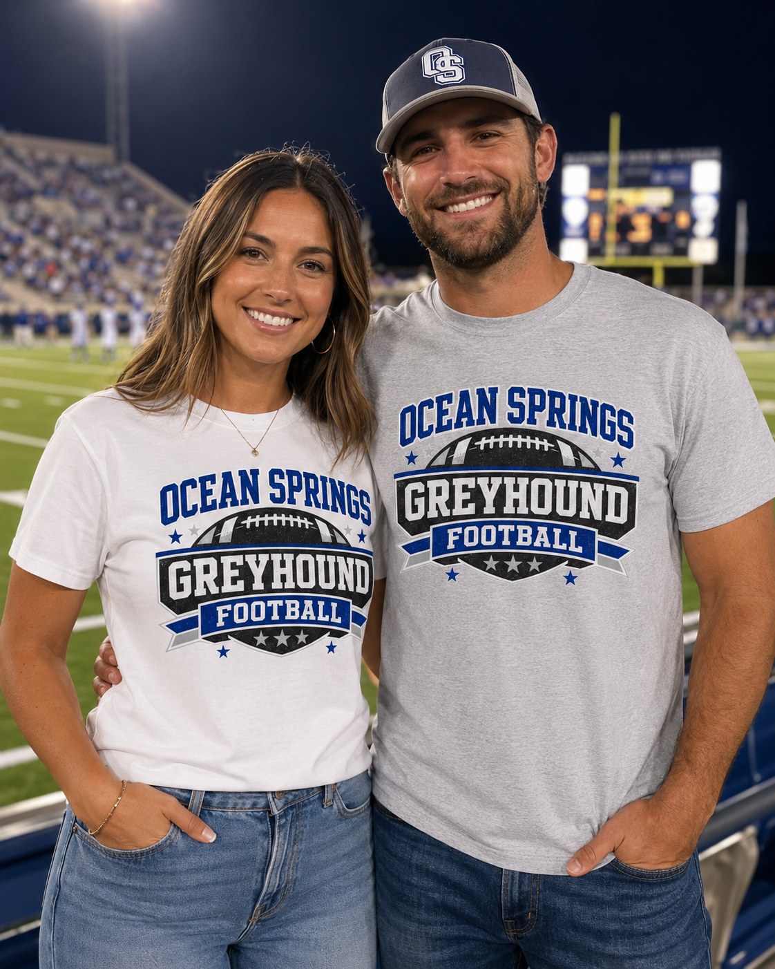 Ocean Springs Greyhound Football Graphic Tee - High School Game Day Shirt - Gildan Unisex Fit Spirit Wear Tee