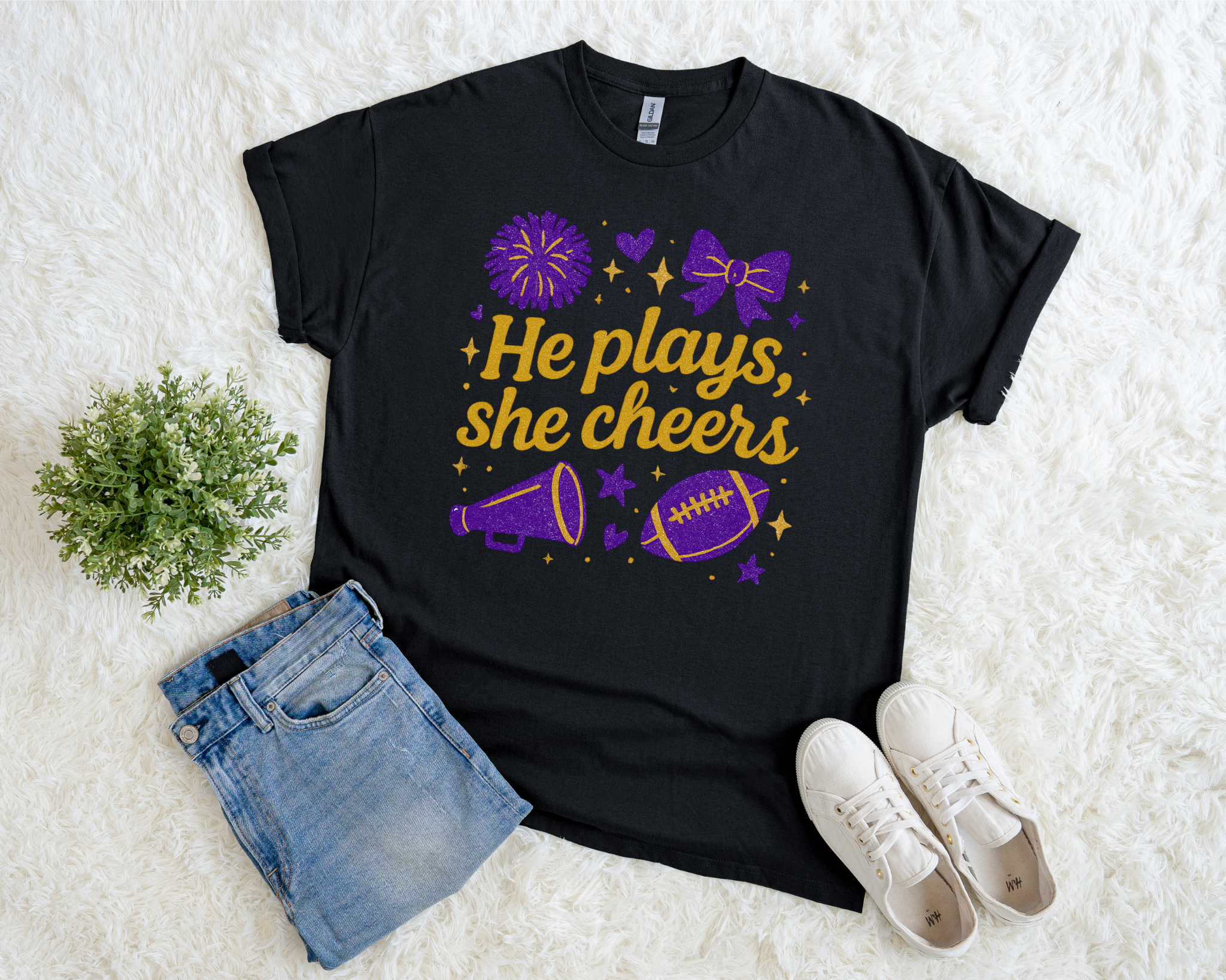 Viking Mama: He Plays, She Cheers Tee