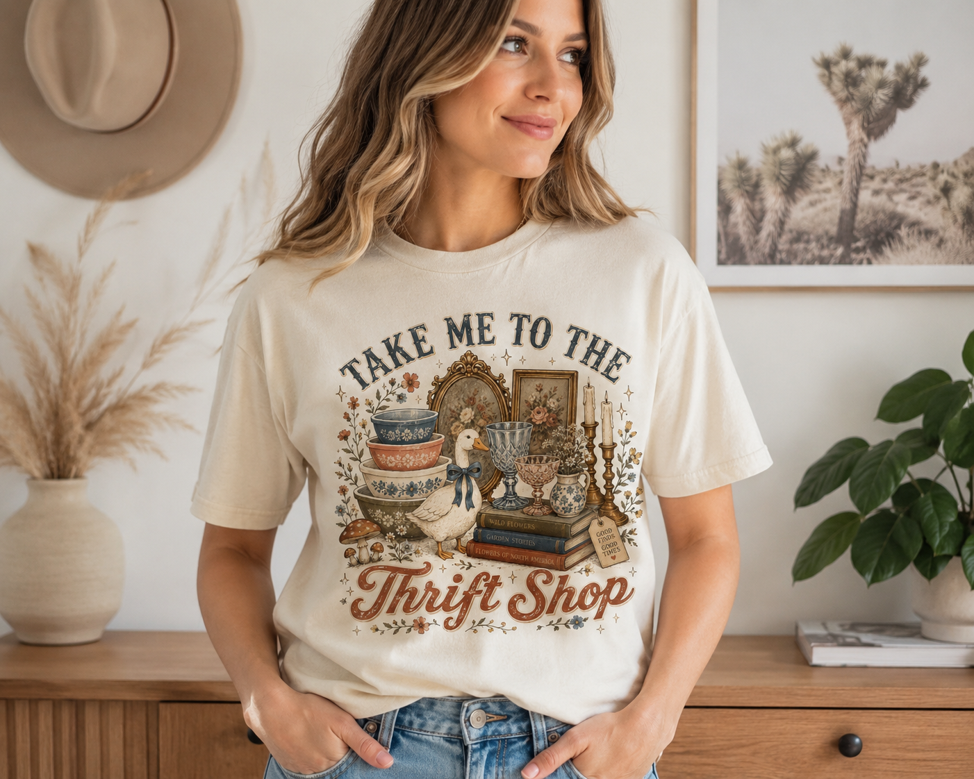 Take Me to the Thrift Shop Graphic Tee - Vintage Thrifted Finds Shirt - Gildan Unisex Fit Boutique Tee