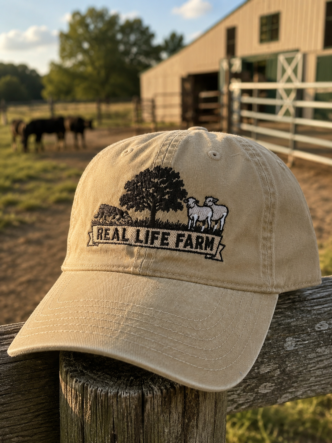 Real Life Farm Embroidered Dad Hat