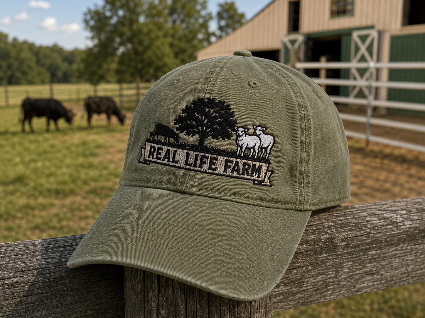 Real Life Farm Embroidered Dad Hat