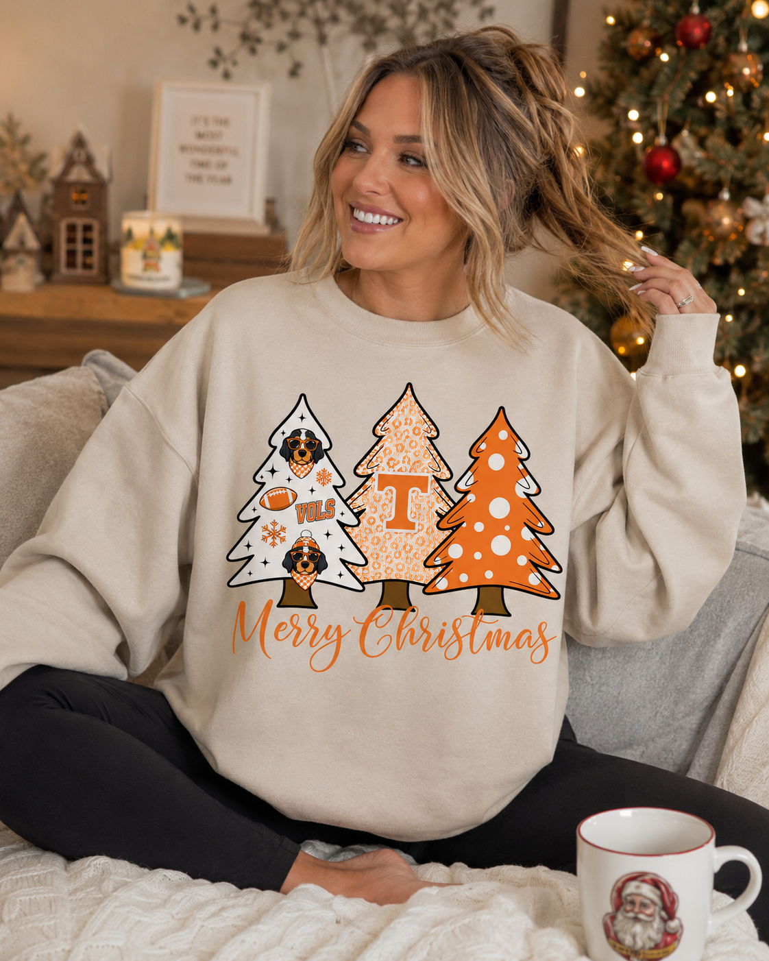 VOLS Merry Christmas Sweatshirt - Tennessee Game Day Christmas Crewneck - Gildan Unisex Fit Holiday Sweatshirt