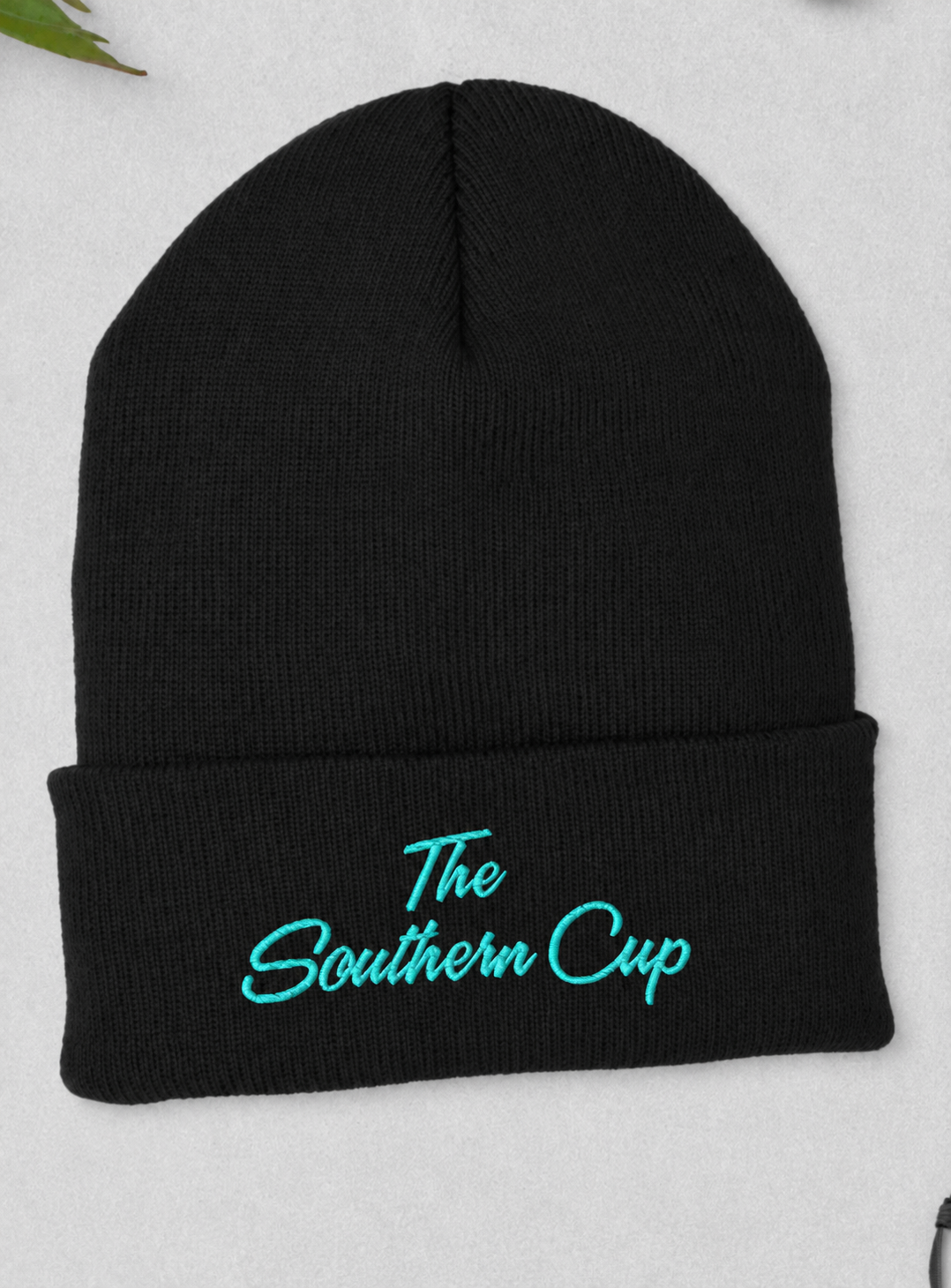 The Southern Cup Embroidered Beanie – Turquoise Logo