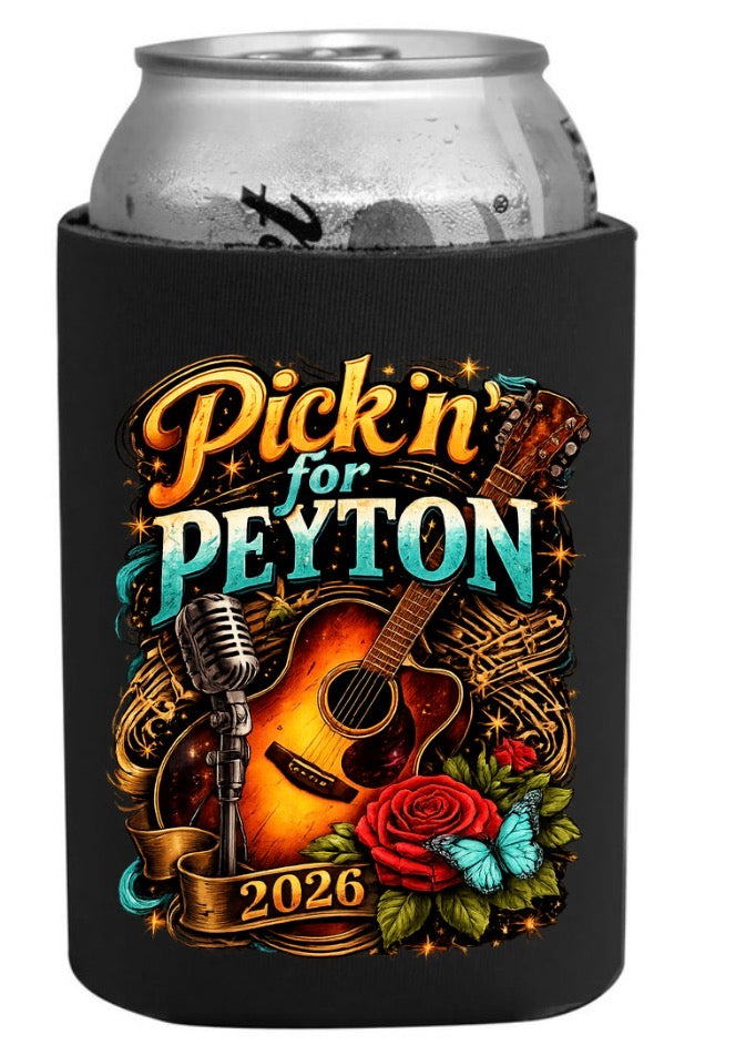 Pickin’ for Peyton 2026 Koozie | Fundraiser Drink Sleeve for Peyton Allison Scholarship Fund