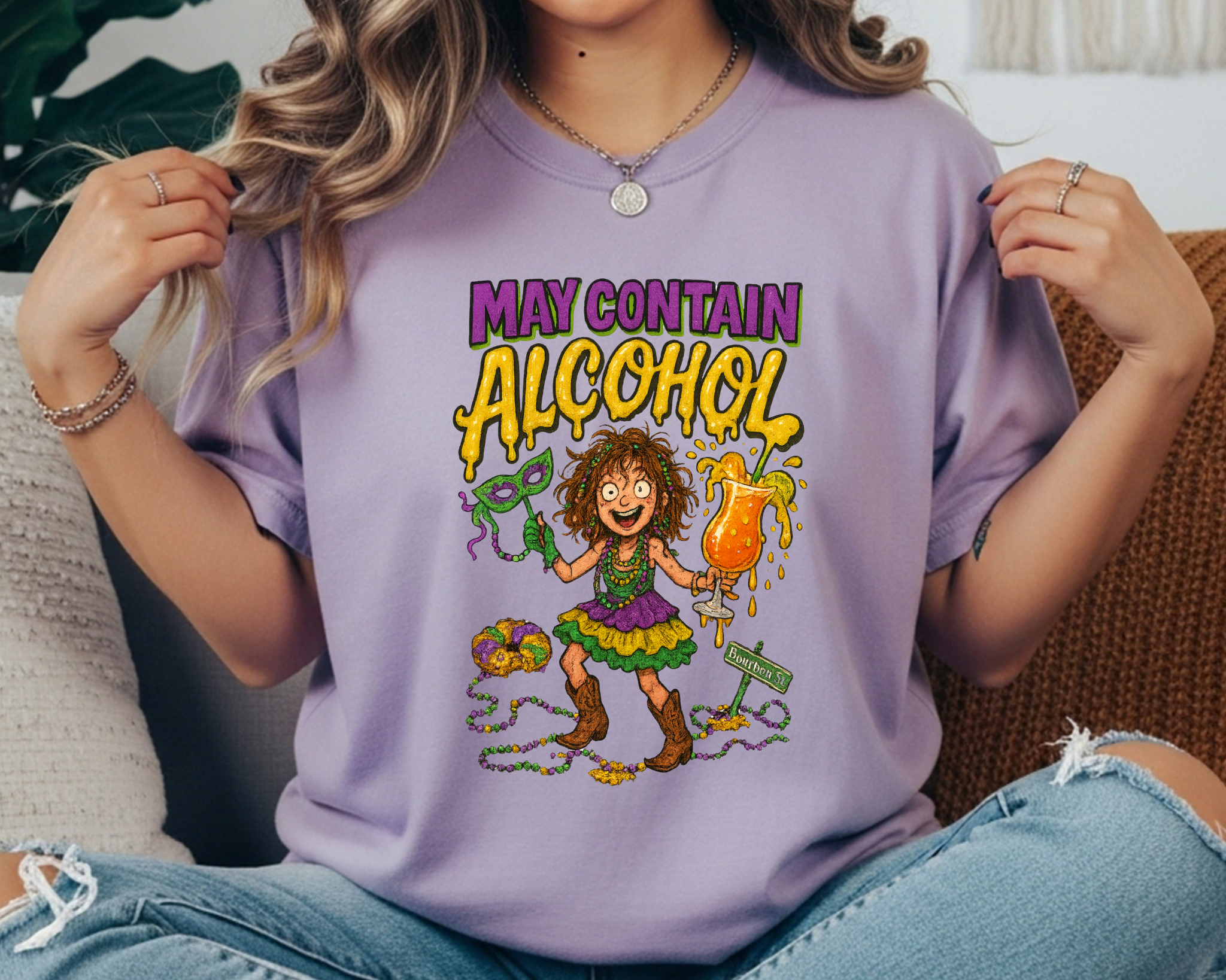 May Contain Alcohol Comfort Colors Tee Mardi Gras Shirt