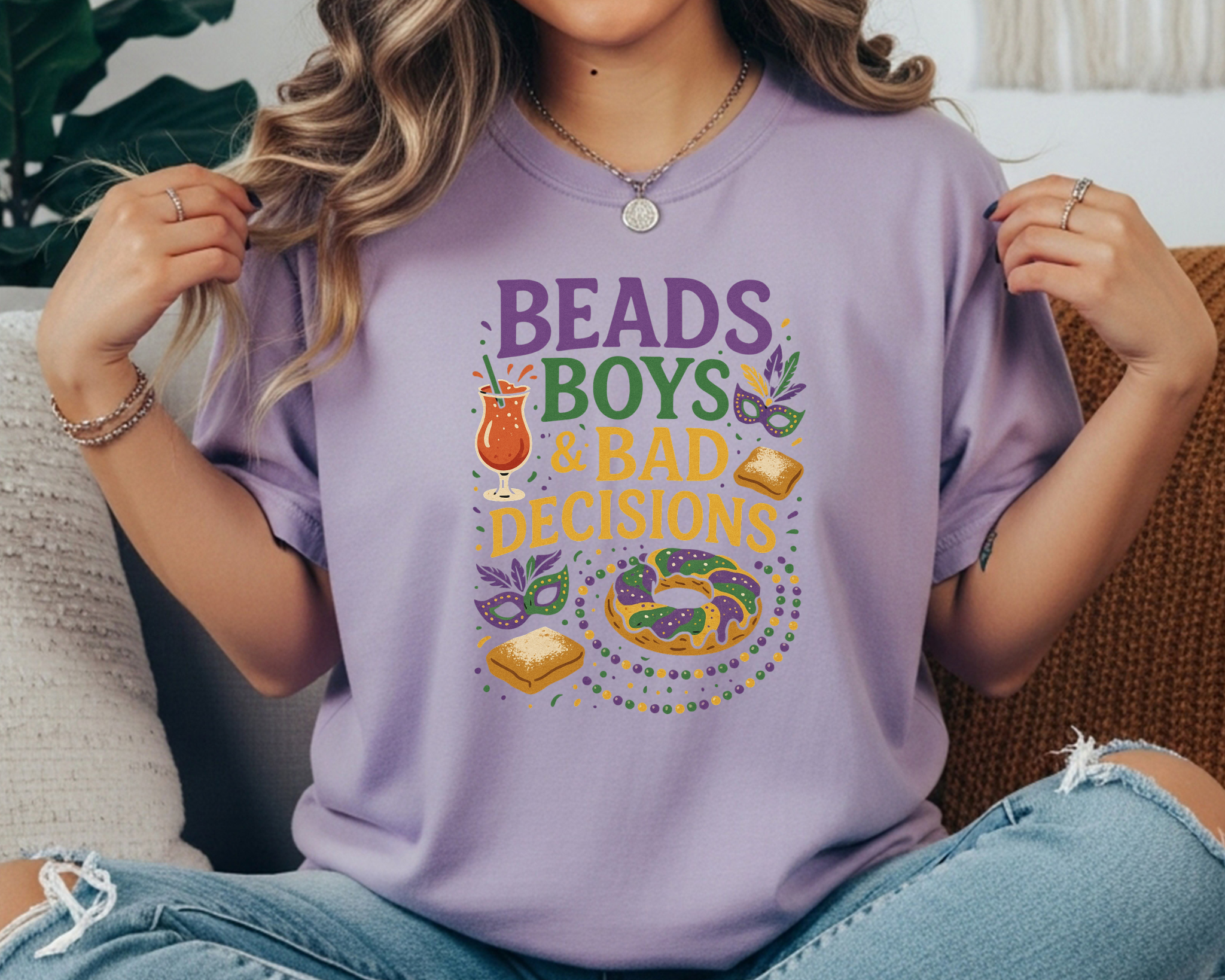 Beads, Boys & Bad Decisions Comfort Colors Tee | Mardi Gras Shirt
