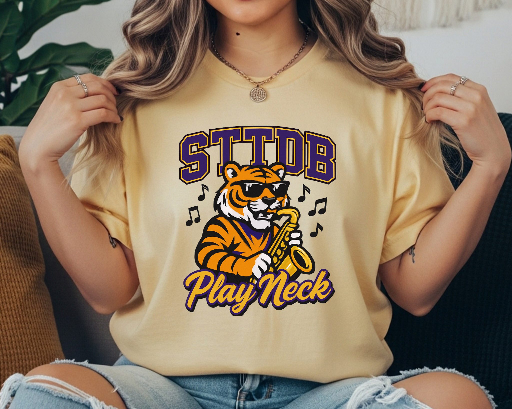 STTDB Play Neck Comfort Colors Tee | LSU-Inspired Game Day Shirt