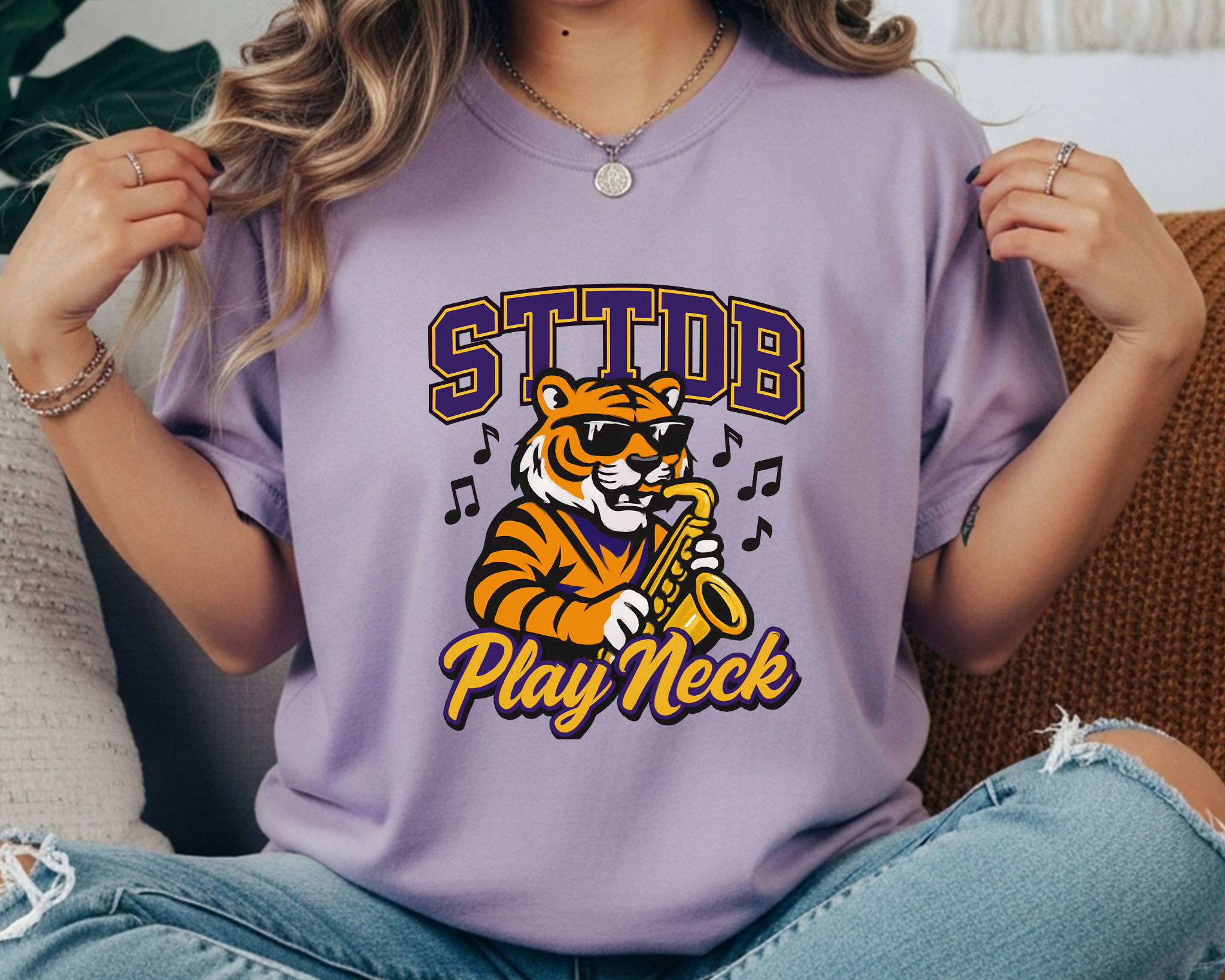 STTDB Play Neck Comfort Colors Tee | LSU-Inspired Game Day Shirt