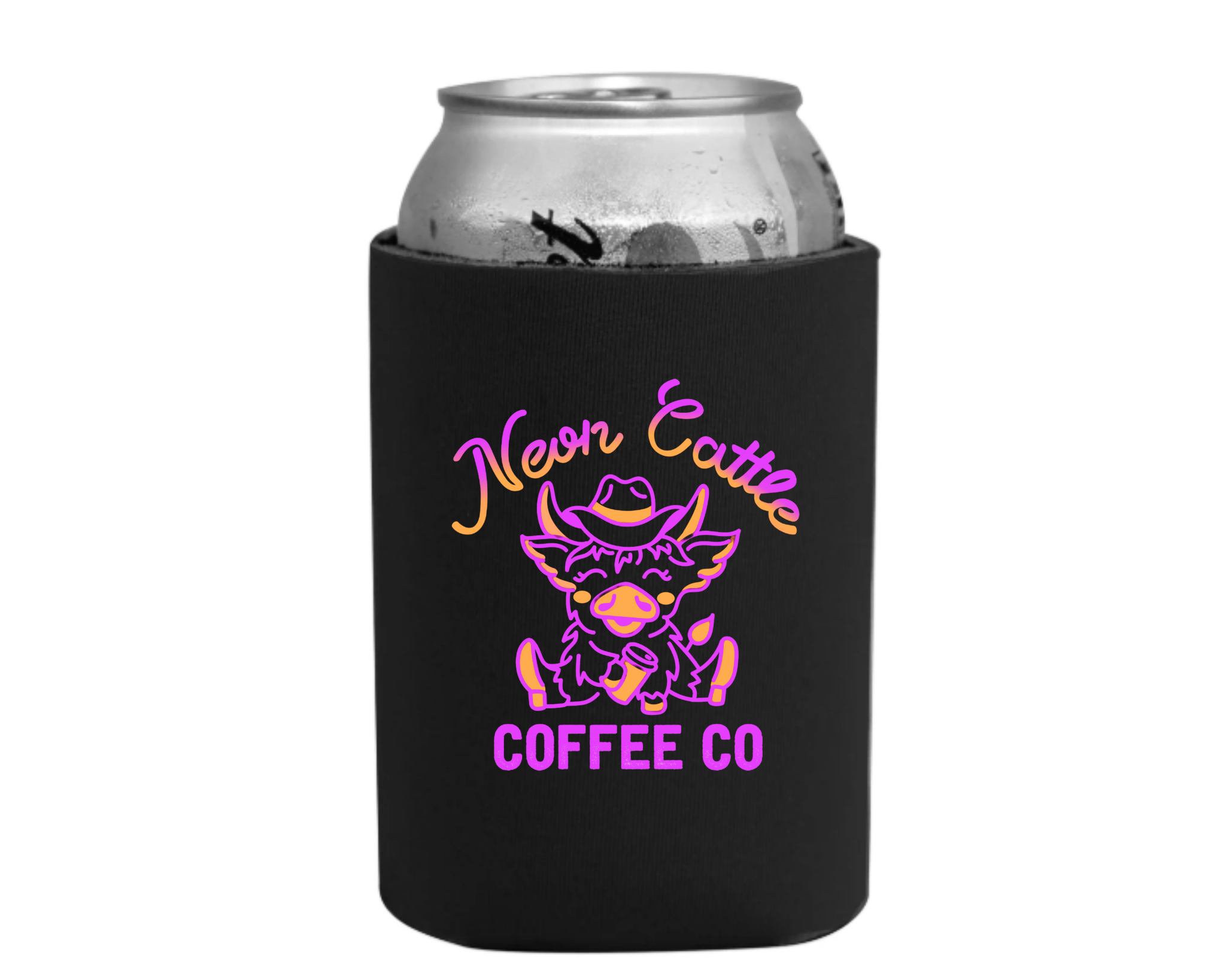 Neon Cattle Coffee Co Logo Koozie