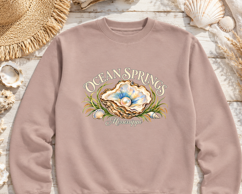 Ocean Springs Mississippi Coastal Oyster Graphic Sweatshirt | AWDis College Sweat