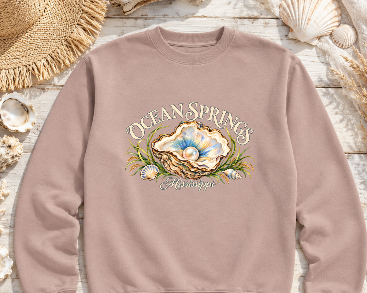 Ocean Springs Mississippi Coastal Oyster Graphic Sweatshirt | AWDis College Sweat