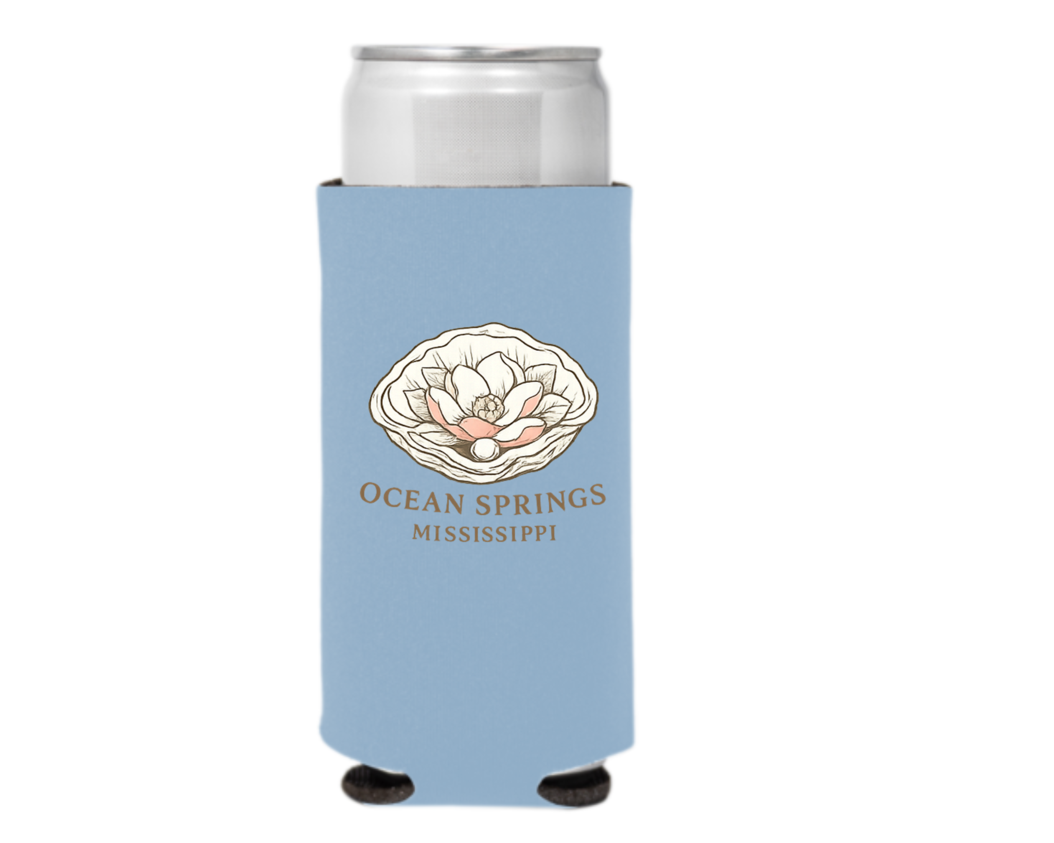 Ocean Springs Mississippi Oyster Tall Slim Koozie