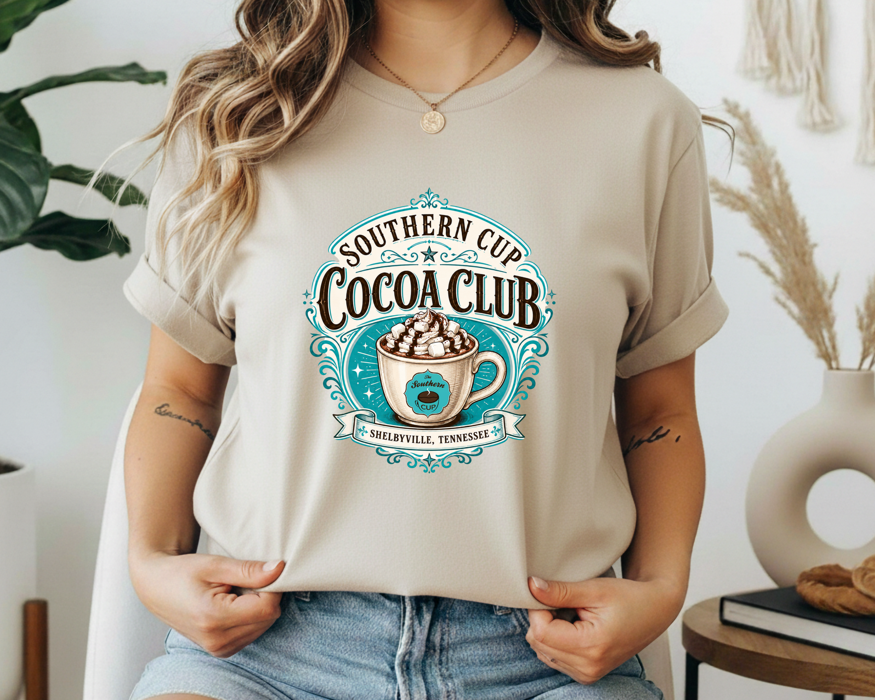 Southern Cup Cocoa Club Gildan T-Shirt | Hot Chocolate Coffee Shop Graphic Tee