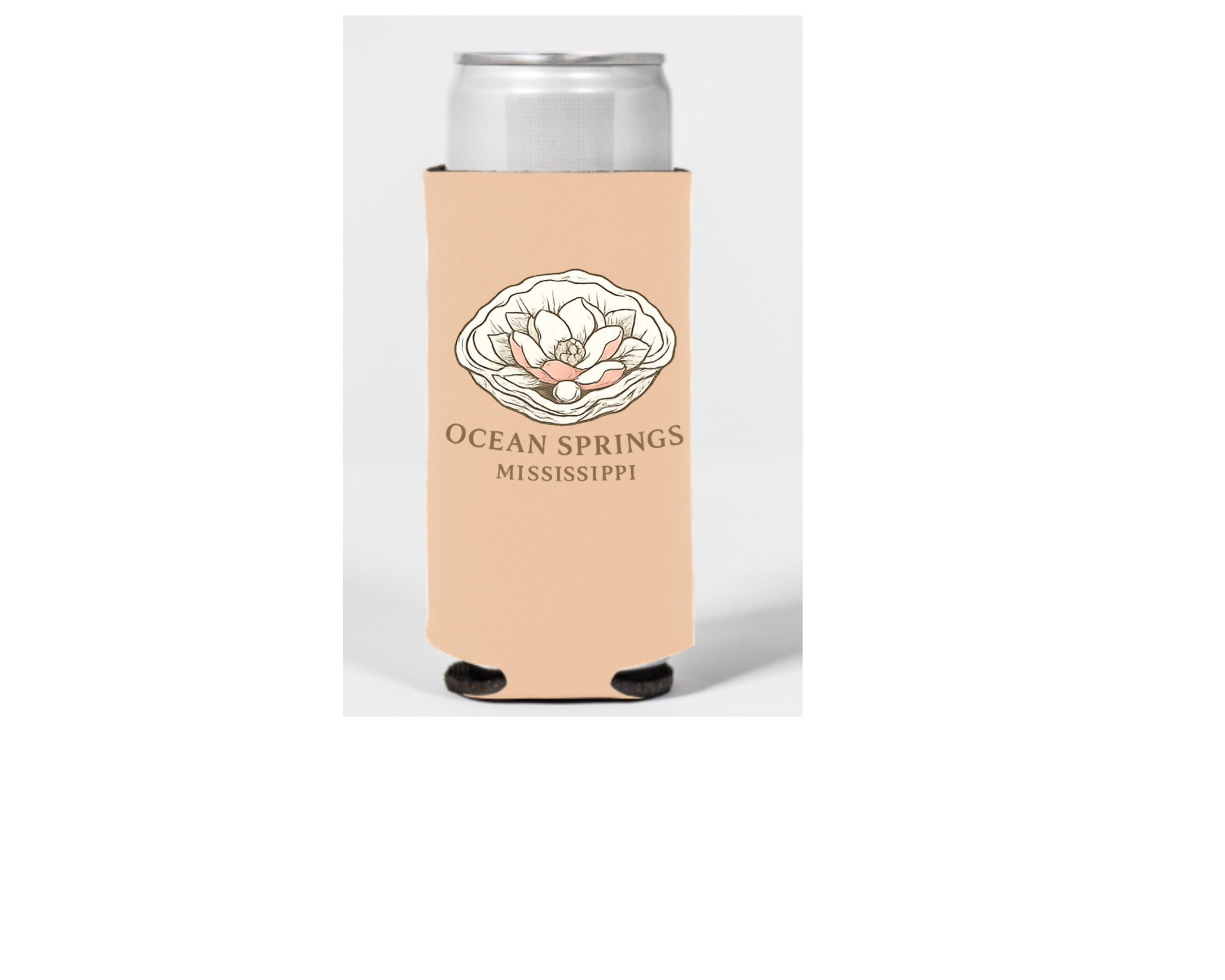 Ocean Springs Mississippi Oyster Tall Slim Koozie