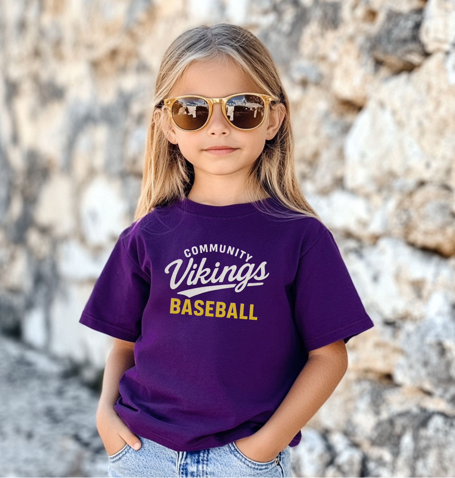 Community HS Vikings Baseball Fundraiser Tee | Purple & Gold Team Spirit Shirt