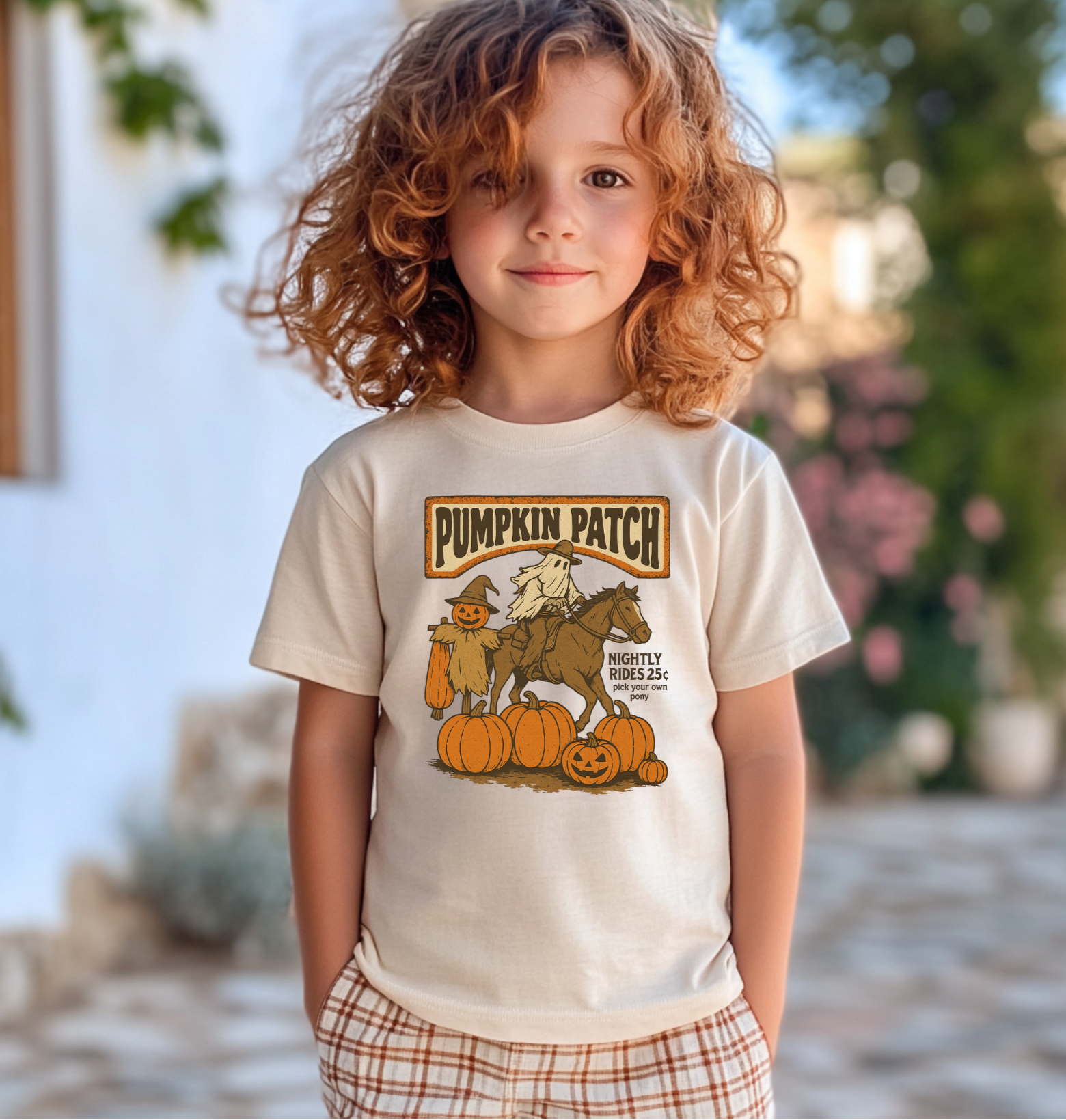 Kids Pumpkin Patch T-Shirt – Vintage Halloween Pony Ride Tee | Fall Pumpkin Farm Graphic Shirt