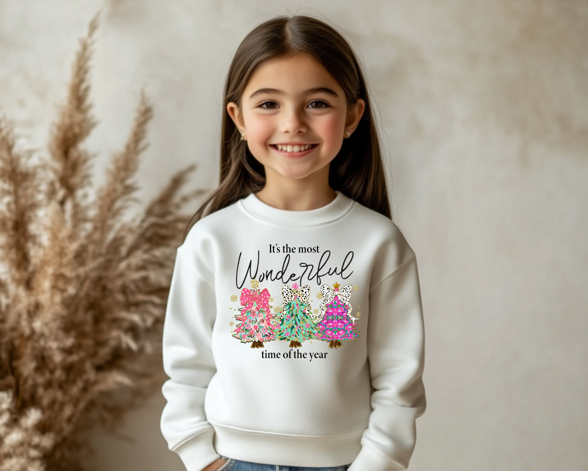 “It’s the Most Wonderful Time of the Year” Christmas Sweatshirt | Colorful Tree Holiday Pullover