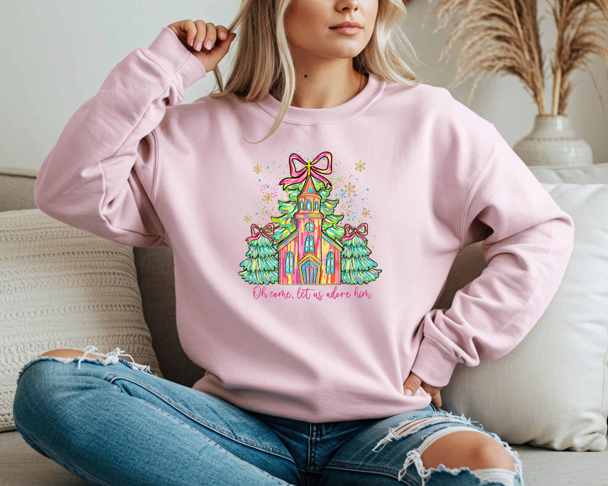Oh Come Let Us Adore Him Christmas Sweatshirt