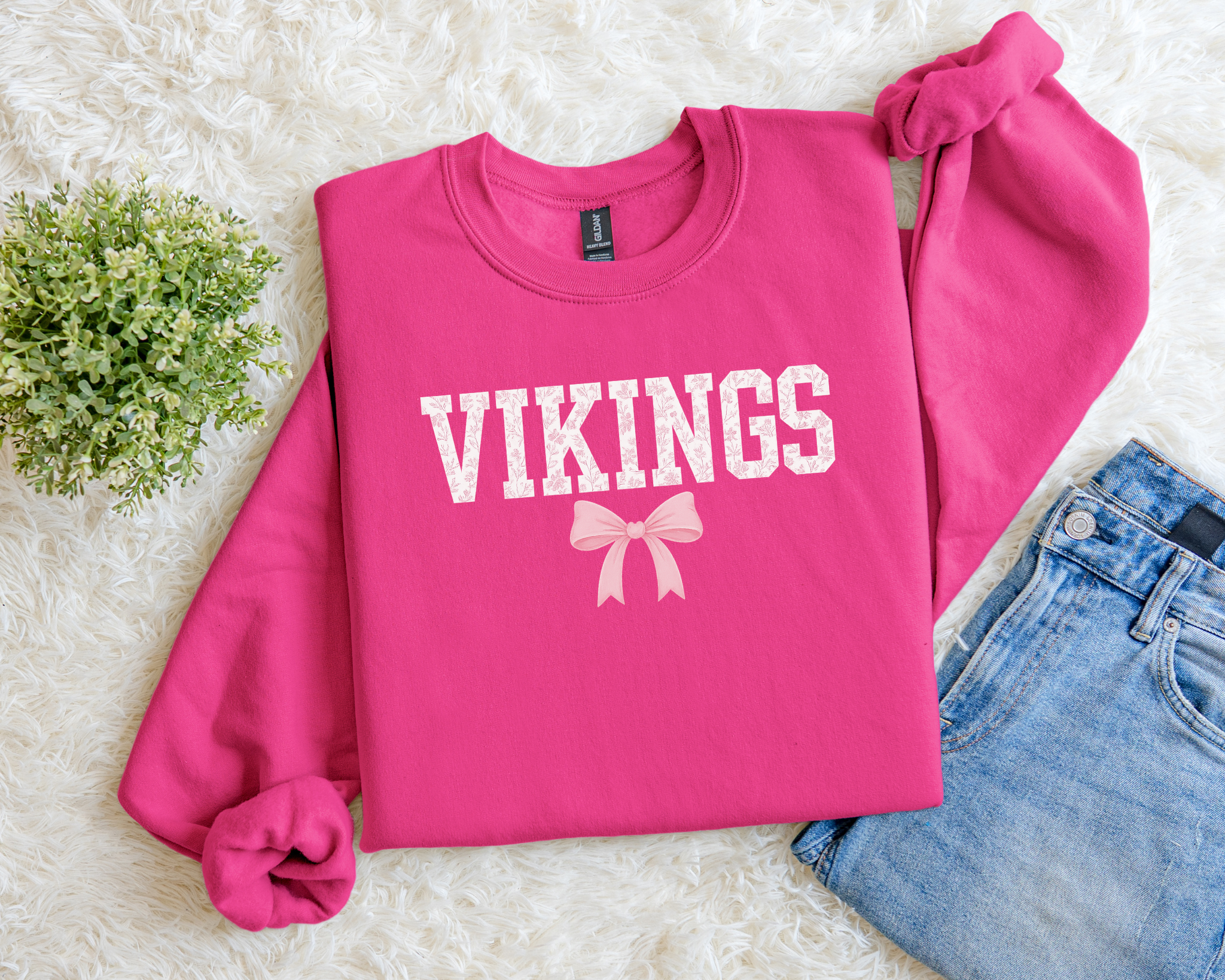Pink Out Vikings Sweatshirt – Breast Cancer Awareness Game Day Crewneck