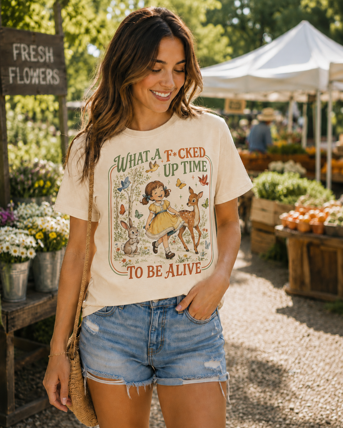 What a F*cked Up Time to Be Alive Graphic Tee - Funny Vintage Garden Shirt - Gildan Unisex Fit Boutique Tee