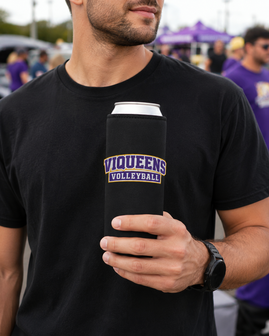 Viqueens Volleyball Graphic Tall Slim Koozie - CHS Spirit Can Cooler