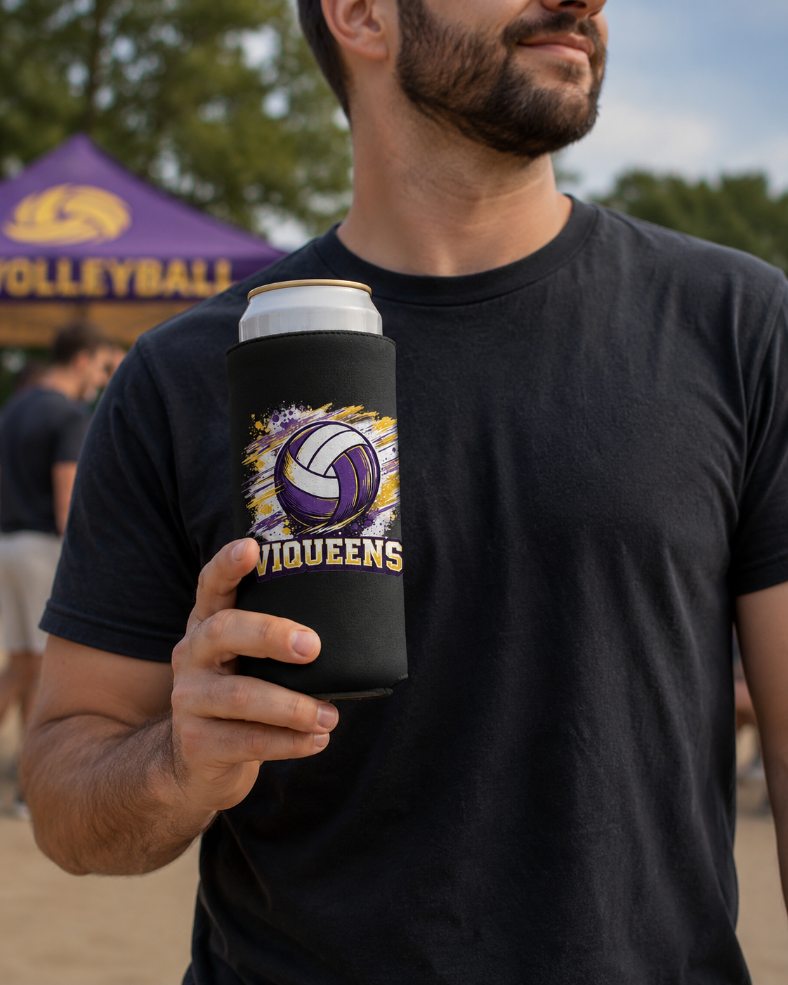 Viqueens Volleyball Slim Can Cooler - CHS Game Day Koozie