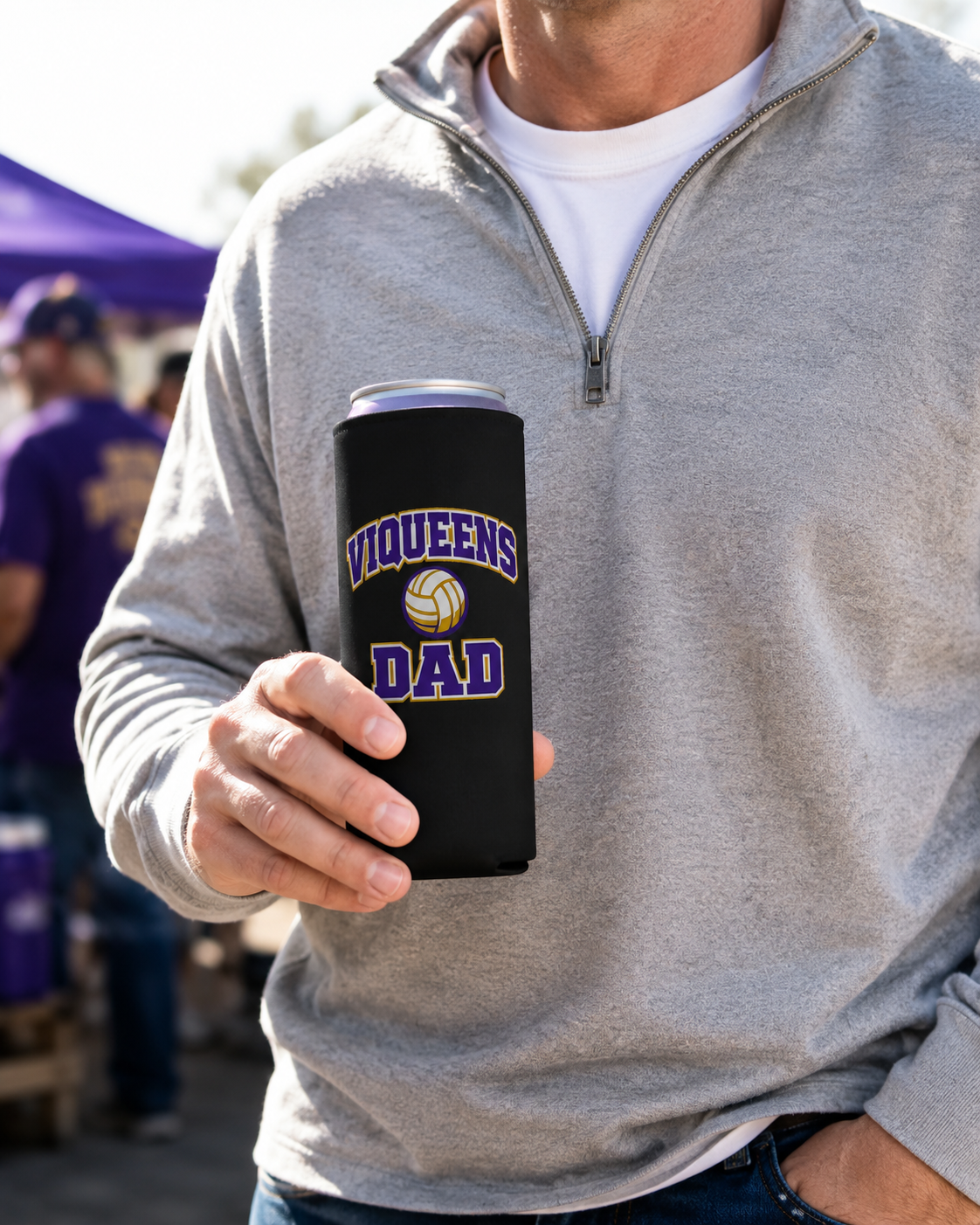 Viqueens Dad Tall Slim Koozie - CHS Volleyball Slim Can Cooler