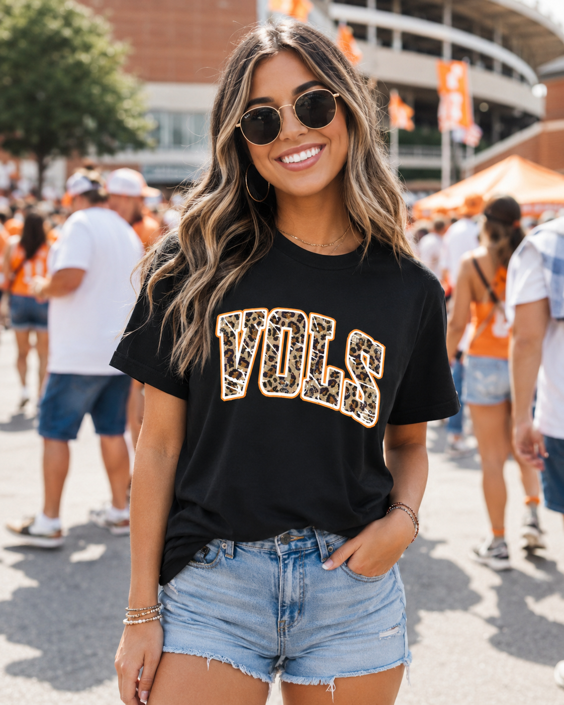 Leopard VOLS Game Day Tee - Orange & White Football Graphic Shirt - Gildan Unisex Boutique Tee
