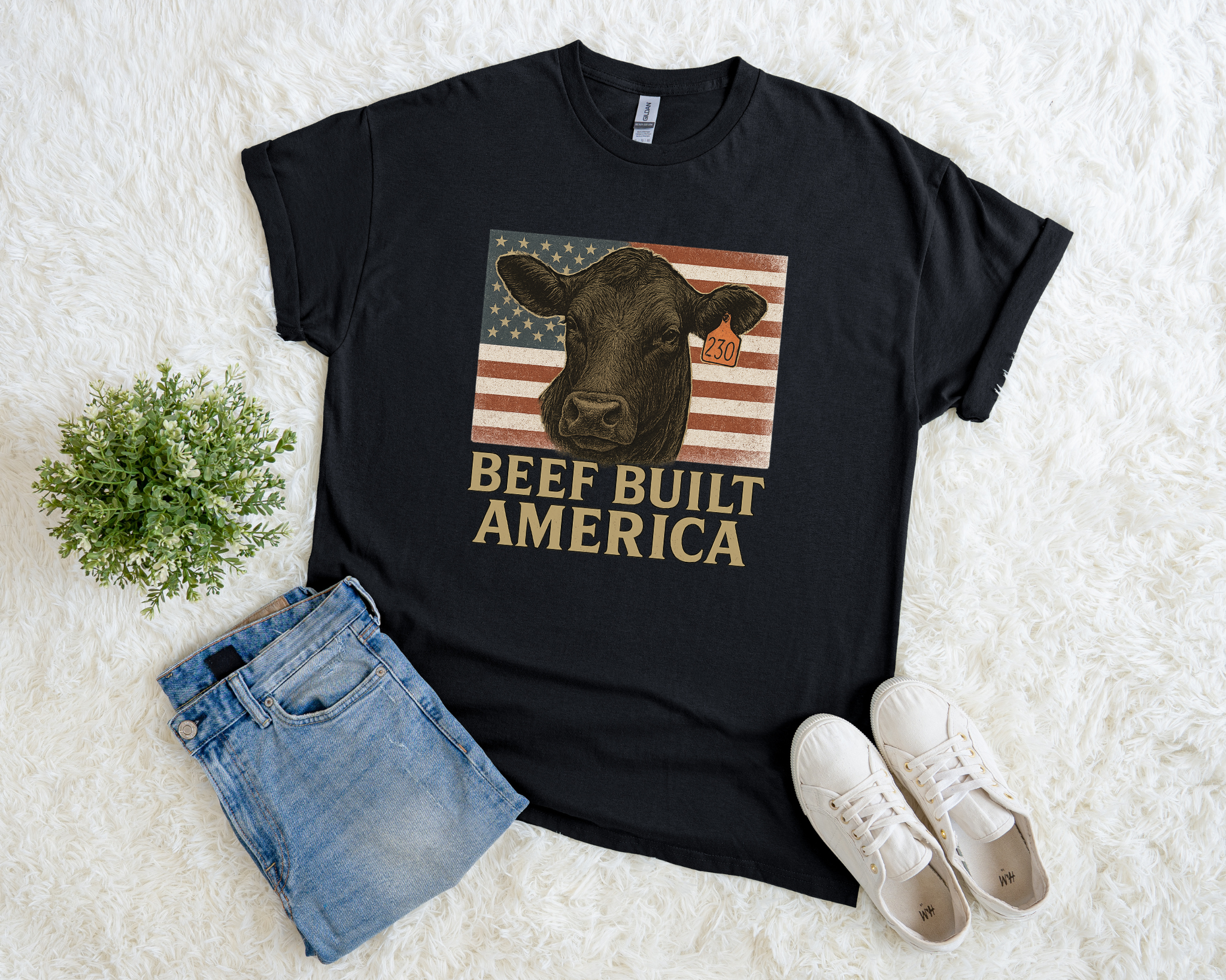 Beef Built America T-Shirt – Patriotic Farm & Ranch Graphic Tee