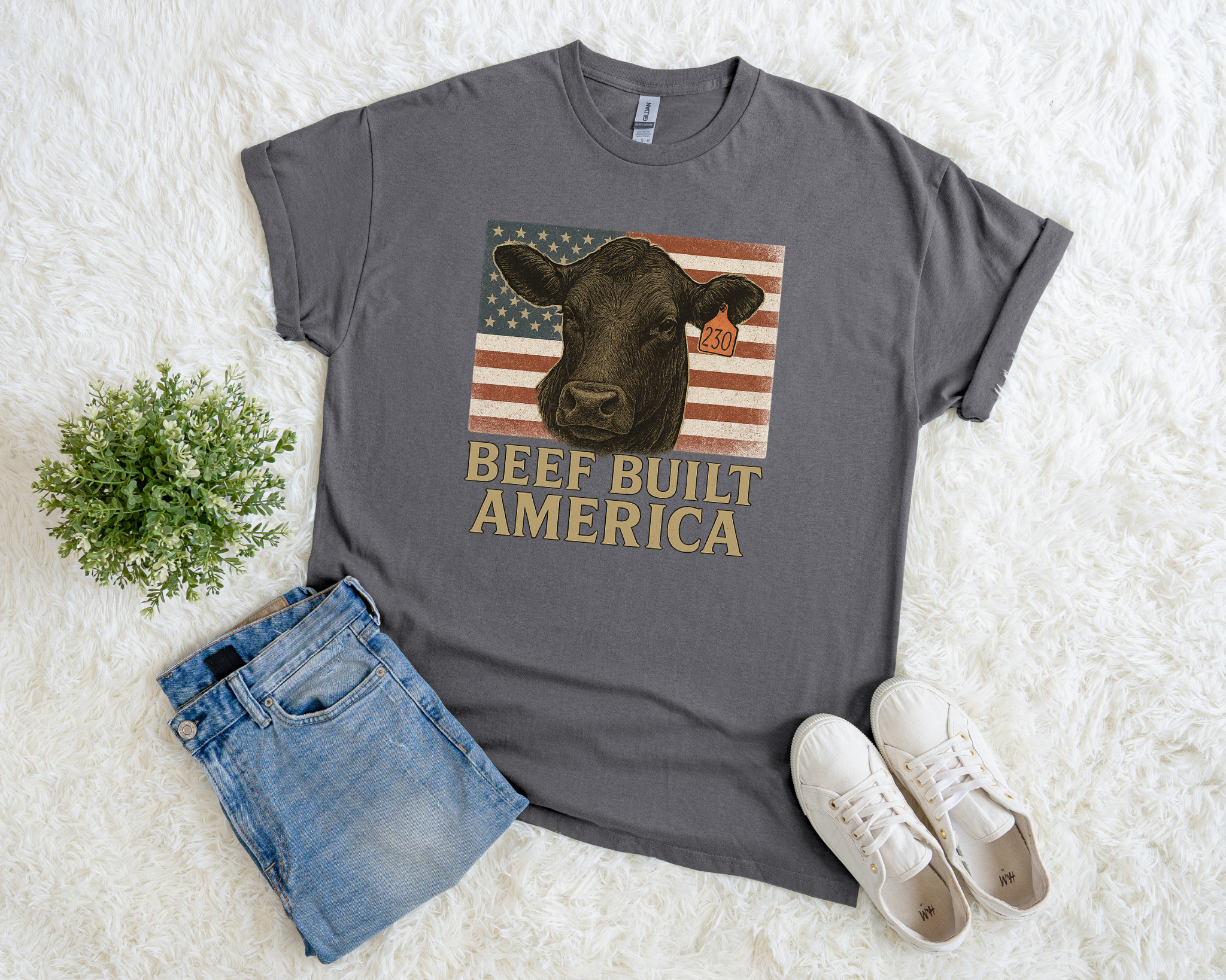 Beef Built America T-Shirt – Patriotic Farm & Ranch Graphic Tee