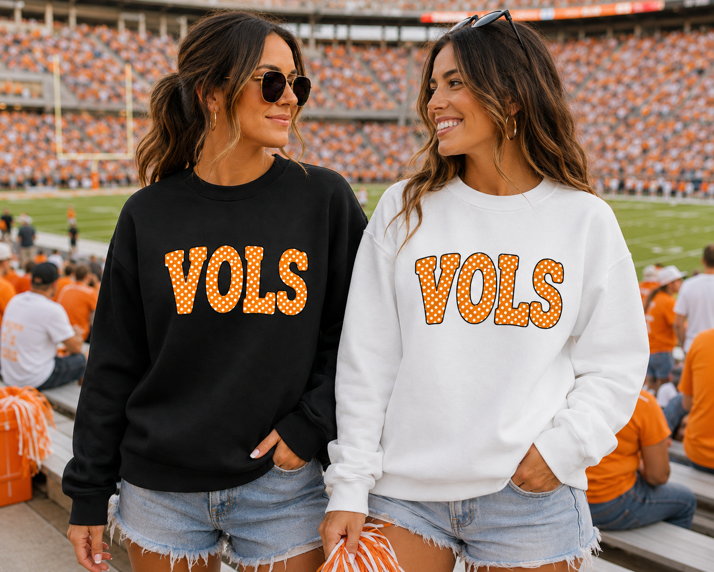 Orange Polka Dot VOLS Sweatshirt - Tennessee Game Day Crewneck - Gildan Unisex Fit Tailgate Sweatshirt
