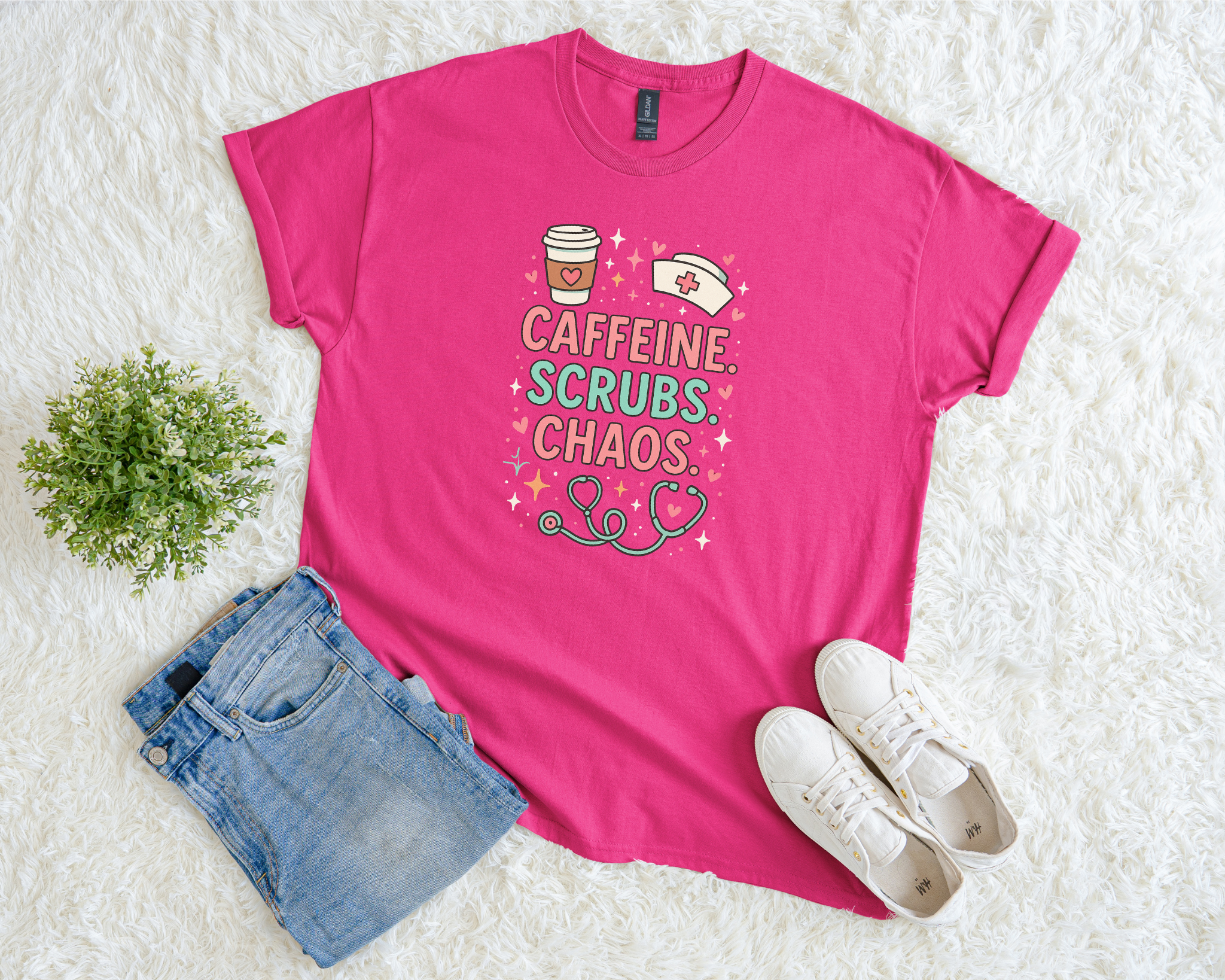 caffeine scrubs chaos tshirt