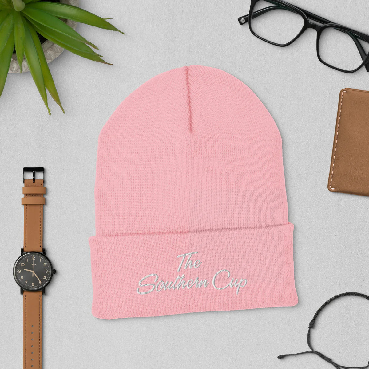 Southern Cup White Script Logo Beanie