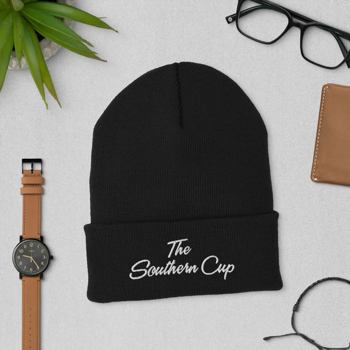 Southern Cup White Script Logo Beanie