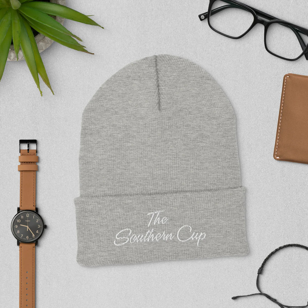Southern Cup White Script Logo Beanie