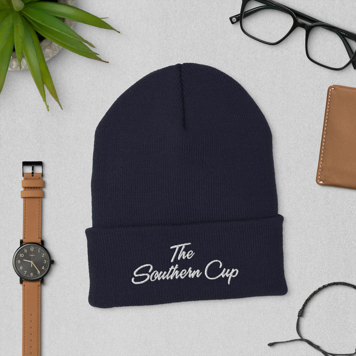 Southern Cup White Script Logo Beanie