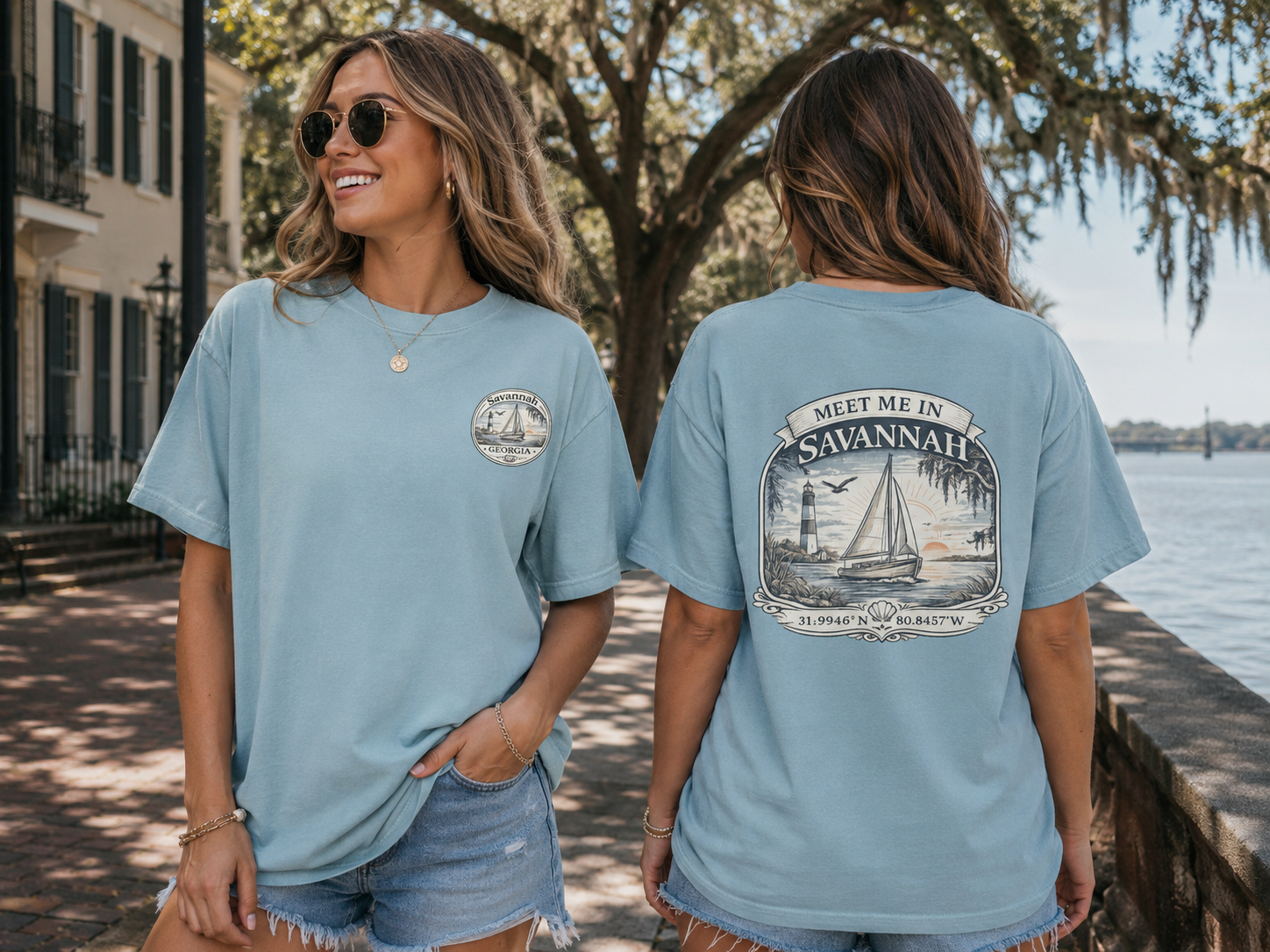 Meet Me in Savannah Comfort Colors Tee – Tybee Island Lighthouse Coastal Georgia Shirt – Savannah GA Graphic T-Shirt
