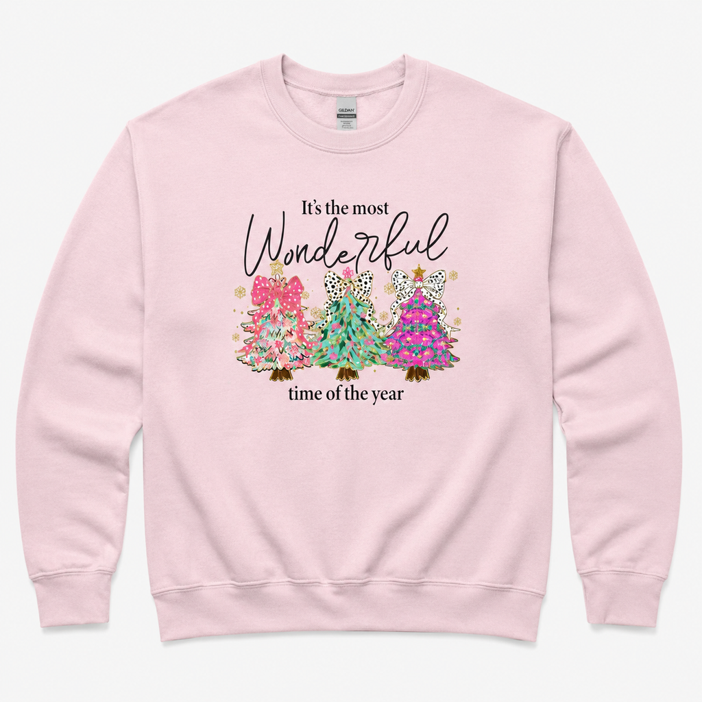 Most Wonderful Time of the Year Christmas Sweatshirt - Colorful Christmas Tree Crewneck