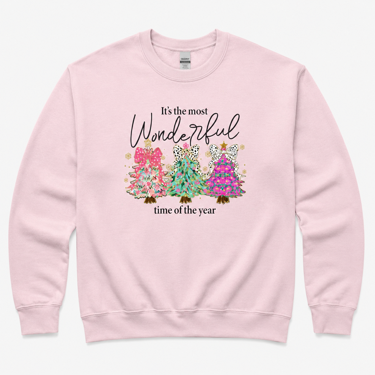 Most Wonderful Time of the Year Christmas Sweatshirt - Colorful Christmas Tree Crewneck